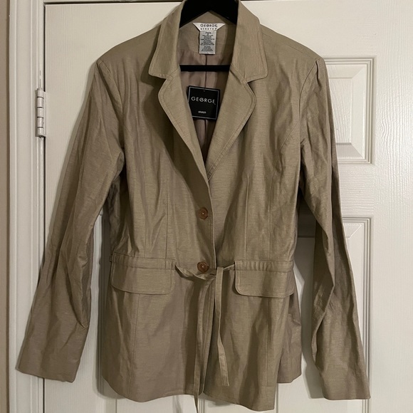 George Women’s Stretch Linen Long Sleeve Jacket/Blazer. Button/Tie Closure. NWT. - Picture 1 of 3